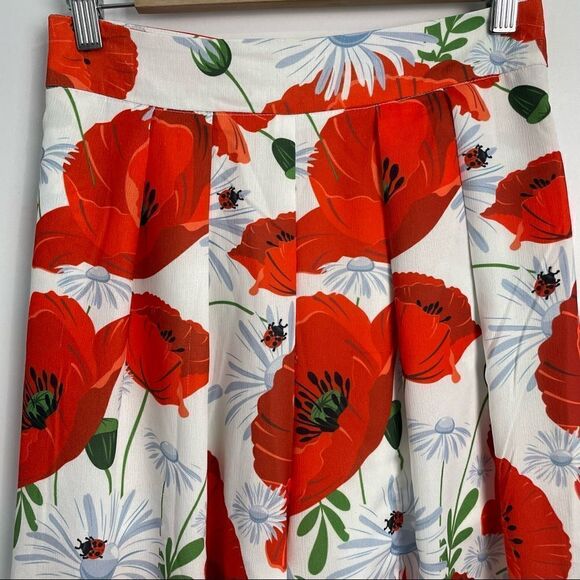 L’Atiste By Amy High Waisted Wide Leg Floral Cropped Pants size Small - Picture 6 of 15